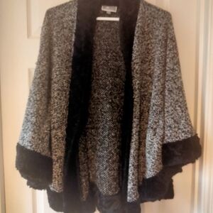 JH Collectibles Black and Gray Textured Poncho